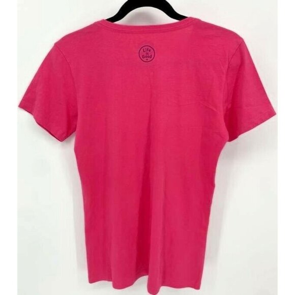 Life Is Good Top Size Small Pink Crusher T-Shirt V-Neck Short Sleeve New B13 - Picture 4 of 9
